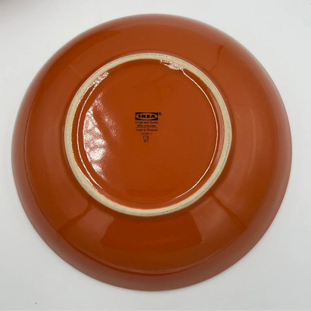 IKEA Fargklar Salad Bowls 4pc 9.5in Rust Orange Very Good Glossy Stoneware - Picture 5 of 8